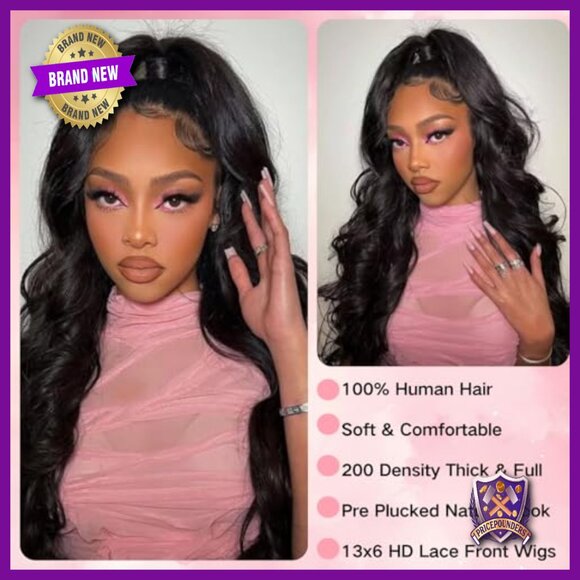 30 Inch Body Wave Lace Front Wig Human Hair 200 Density Glueless Pre Plucked